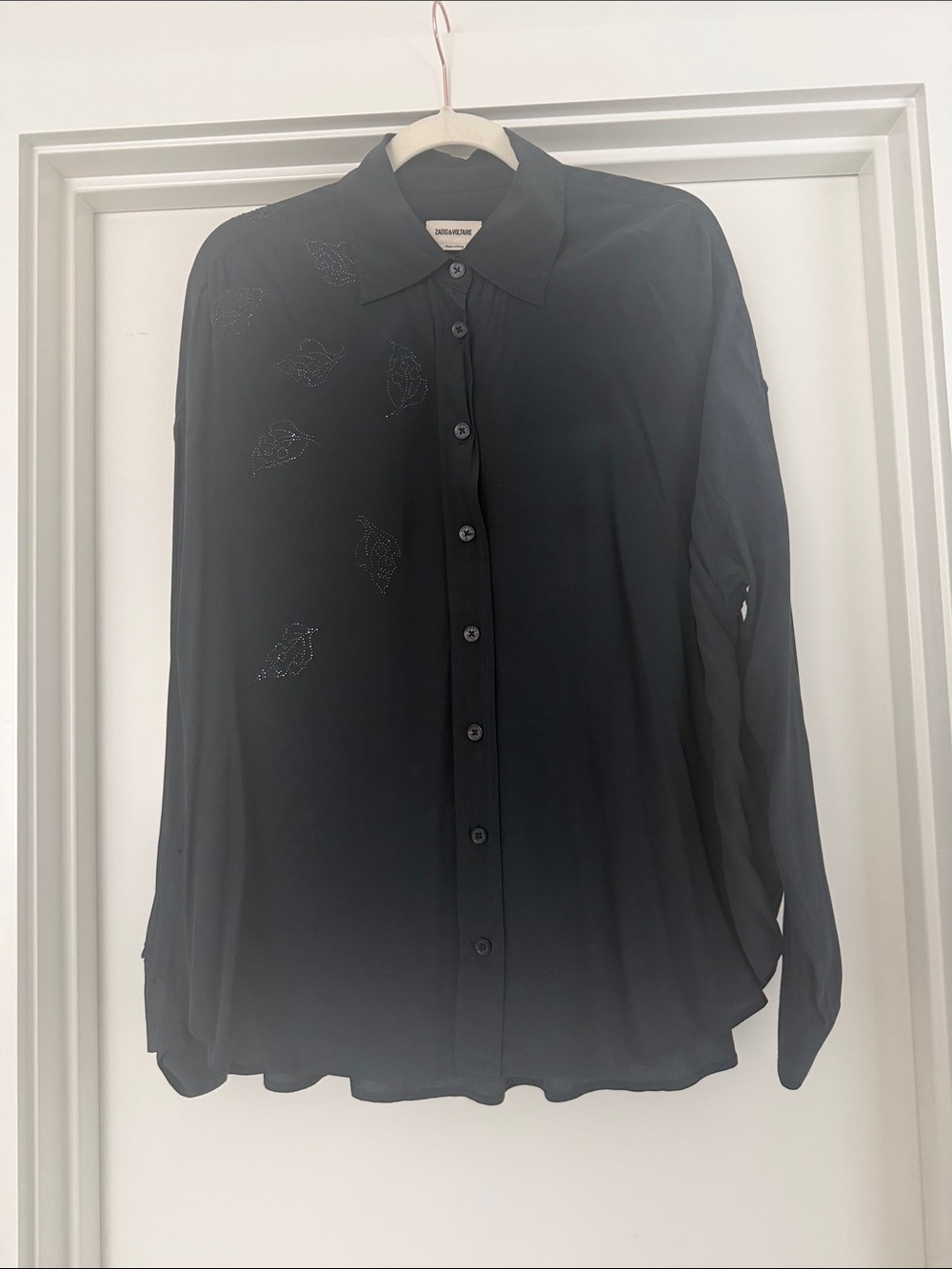 Zadig and Voltaire dark navy blue Button-Up Shirt with Subtle Embellishment M/L